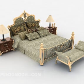 European Exquisite Luxury Double Bed 3d model