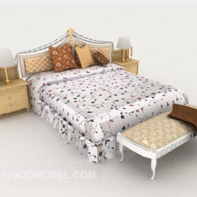European Exquisite Style Double Bed 3d model