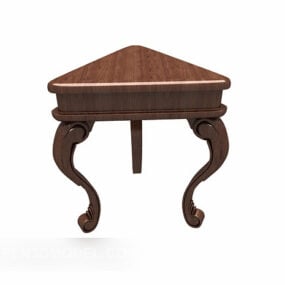 European Family Brown Solid Wood Side Table 3d model