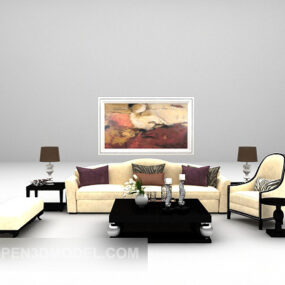 European Family Sofa Full Set 3d model