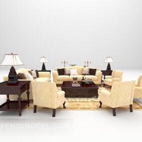 European Family Sofa Large 3d model