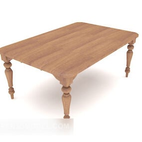 European Family Solid Wood Dining Table 3d model