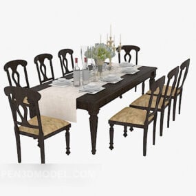 European Family Large Dinning Table 3d model