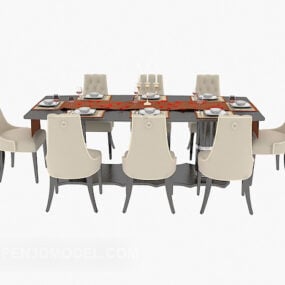 Sedia da tavolo da pranzo per famiglia europea modello 3d