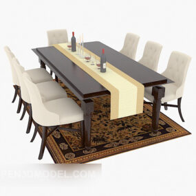 European Family Table And Table Chair 3d model