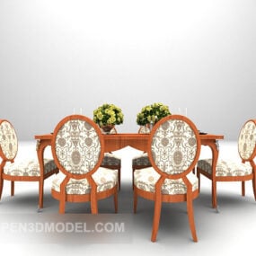 European Dinning Family Table Chair 3d model