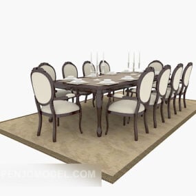 European Fine Dining Table 3d model
