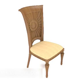 เก้าอี้รับประทานอาหารไม้เนื้อดียุโรปแบบ 3 มิติ