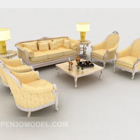 European Gold Sofa Sets 3d model