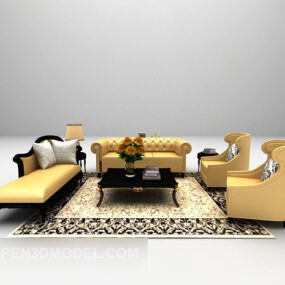 European Gold Sofa Furniture 3d model