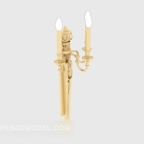 3D model evropské zlaté nástěnné lampy