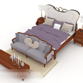 European Grand Double Bed 3d model
