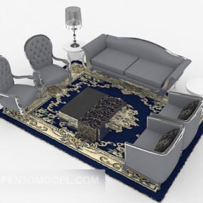 European Grey Combination Sofa 3d model