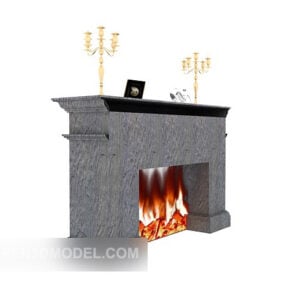 European Grey Fireplace 3d model