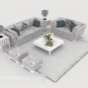 欧式灰色家用组合沙发3d模型