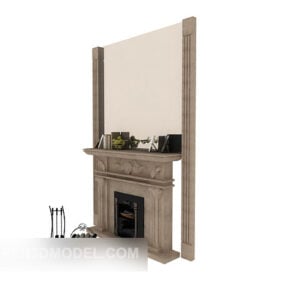 European Grey Home Fireplace 3d model