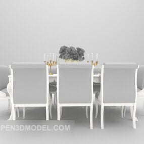 3д модель серого стола и стула в европейской столовой