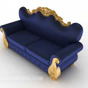 European Antique Blue Sofa 3d model