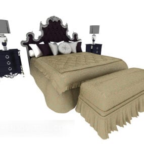 European High-end Double Bed Furniture 3d model