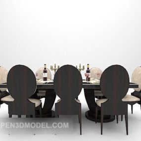 European High-end Table With Chairs 3d model