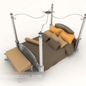 유럽식 홈 왕위 관대 한 더블 침대 3d 모델