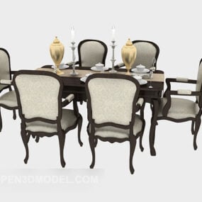 Mesa de comedor informal para el hogar europeo modelo 3d