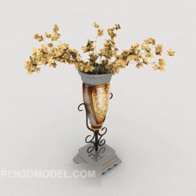Modelo 3d de vaso de flores de plástico europeu