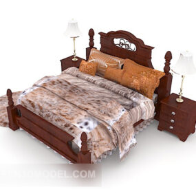 European Home Luxury Double Bed 3d model
