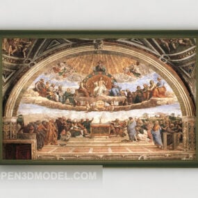 3д модель потолка европейской масляной живописи