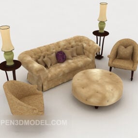 European Home Pattern Sofa 3d-modell