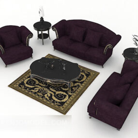 European Home Purple Combination Sofa 3d model
