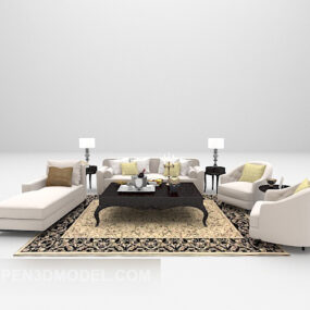 Beige Color European Home Sofa 3d model