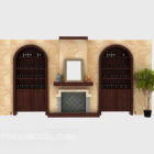 European home wine cabinet 3d model