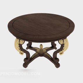 Modelo 3d de móveis de mesa de cabeceira de madeira