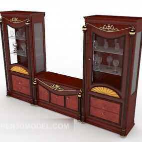 European Lace Solid Wood Display Cabinet 3d model