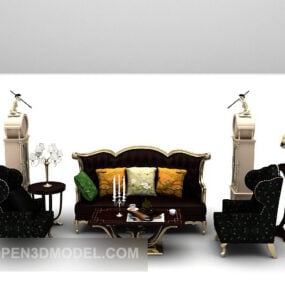 European Leather Sofa Combination 3d model