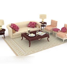 Conjunto de muebles clásicos europeos Sofá modelo 3d