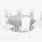 Table à manger et chaise européennes gris clair modèle 3D