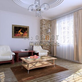 European Living Room White Color 3d model