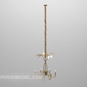 European Brass Long-shaped Chandelier 3d model