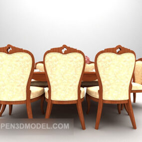 Modelo 3D de mesa de jantar europeia em formato longo