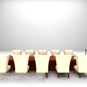 European Long-shaped Restaurant Table And Chair 3d model