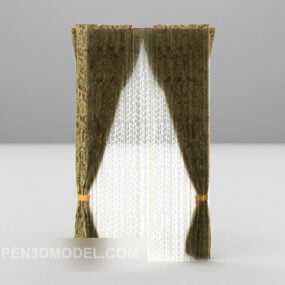 Modelo 3d de móveis de cortina de luxo europeu