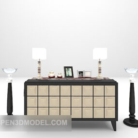 European Luxury Side Cabinet Set 3d model