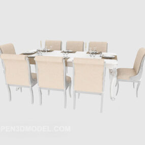 European Minimalist Dining Table Chair 3d model
