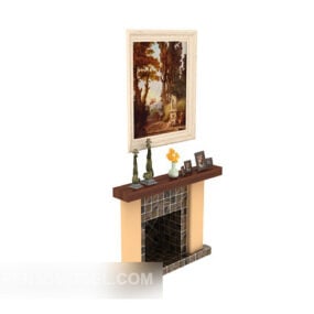 European Minimalist Plaid Fireplace 3d model