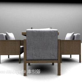 European Minimalist Grey Table Chairs 3d model