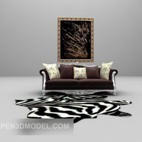 European Sofa With Fur Animal Carpet 3d model