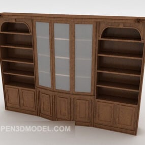 European Old Bookcase Wooden 3d model