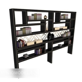 Wooden Bookshelf With Book Set 3d model